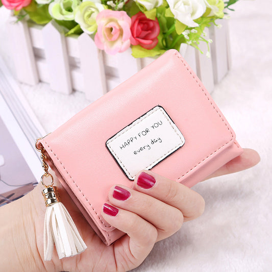 Women's Simple Folding Indie Pop Tassel Mini Ladies Wallets