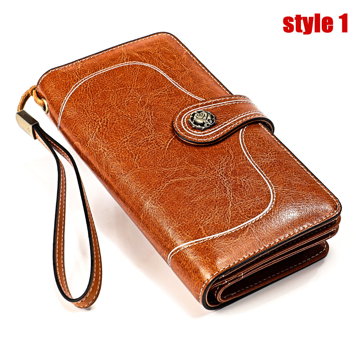 Large Capacity Long Retro Genuine Leather Ladies Wallets