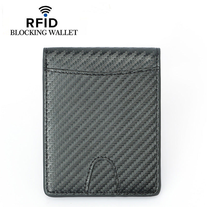 Men's Carbon Fiber Pattern Swiping First Layer Men's Wallets