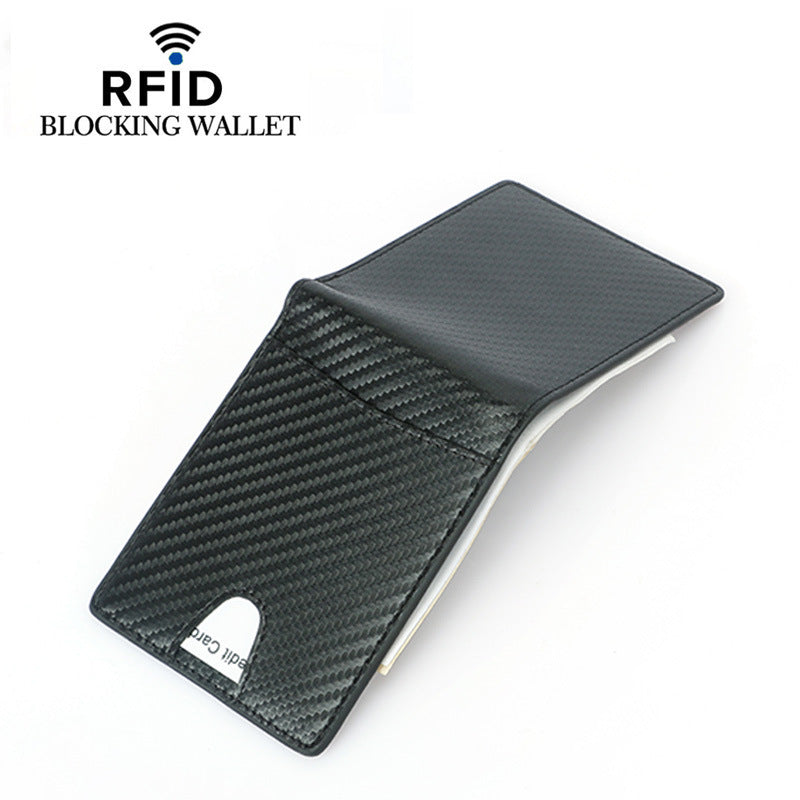 Men's Carbon Fiber Pattern Swiping First Layer Men's Wallets