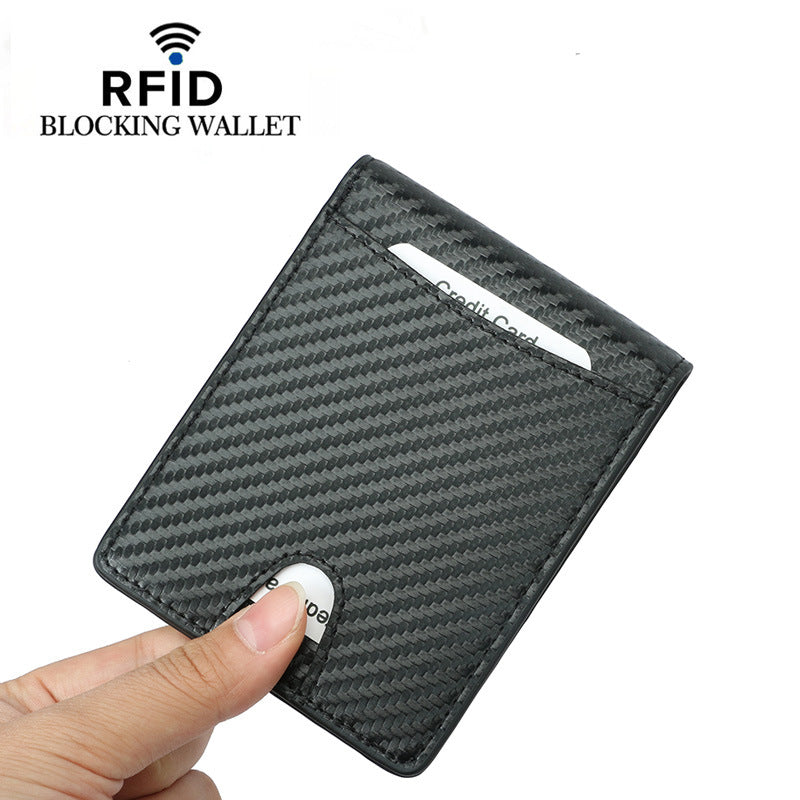 Men's Carbon Fiber Pattern Swiping First Layer Men's Wallets