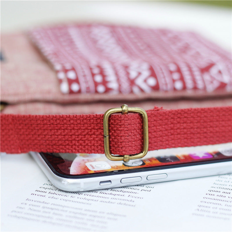 Women's Pattern Large Screen Fabric Mobile Multilayer Phone Bags