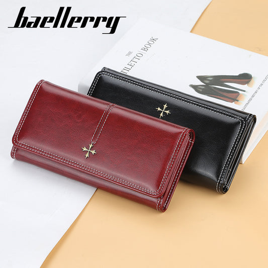 Women's Korean Style Large Capacity Zipper Glossy Ladies Wallets