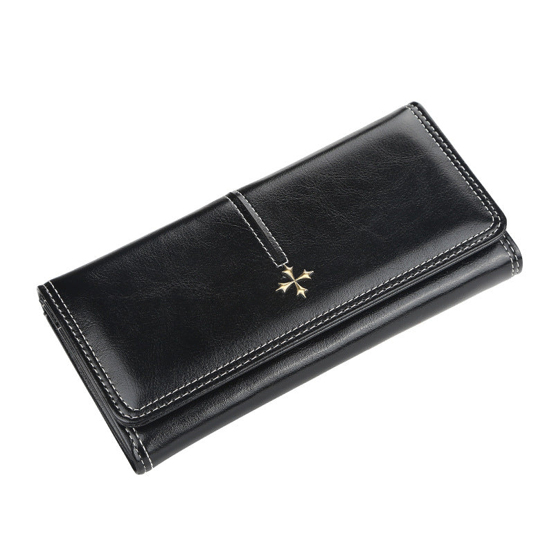 Women's Korean Style Large Capacity Zipper Glossy Ladies Wallets