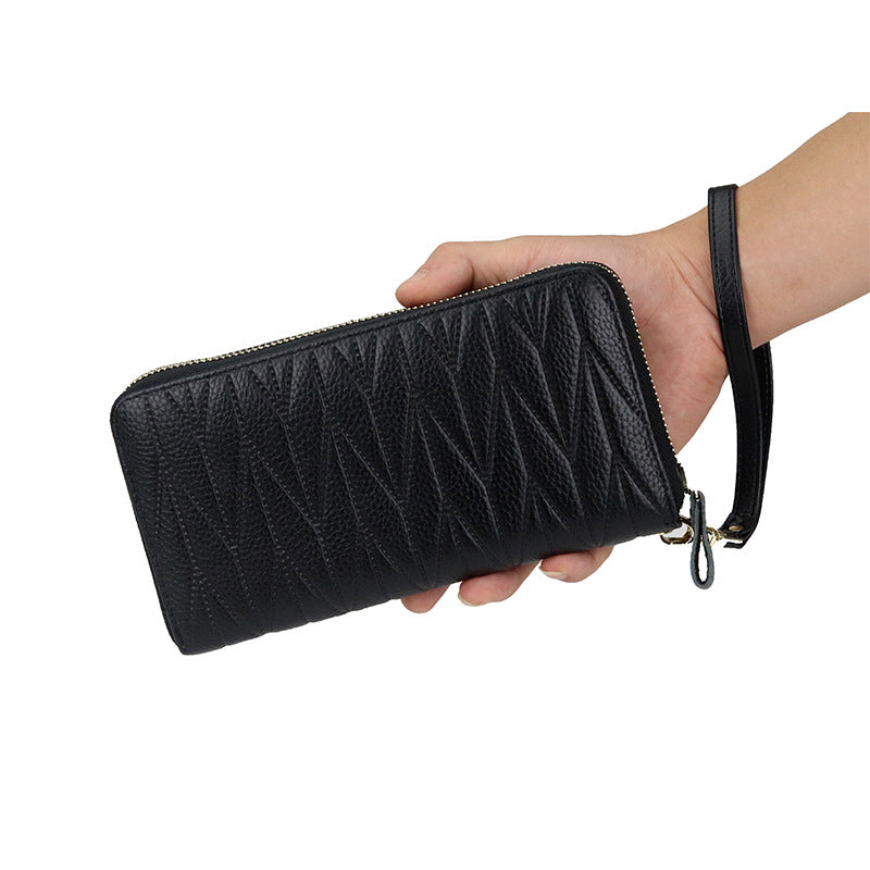 Women's Genuine Leather Swiping Expanding First Layer Bags