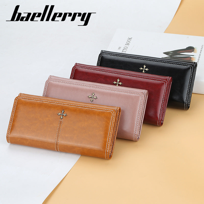 Women's Korean Style Large Capacity Zipper Glossy Ladies Wallets