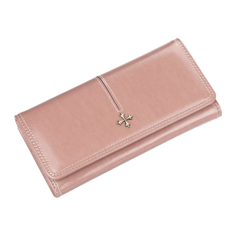 Women's Korean Style Large Capacity Zipper Glossy Ladies Wallets