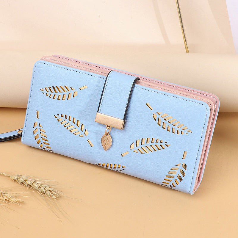 Women's Korean Long Fashion Clutch Leaf Zipper Ladies Wallets