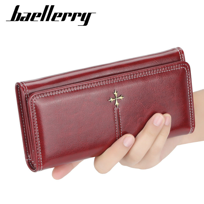 Women's Korean Style Large Capacity Zipper Glossy Ladies Wallets