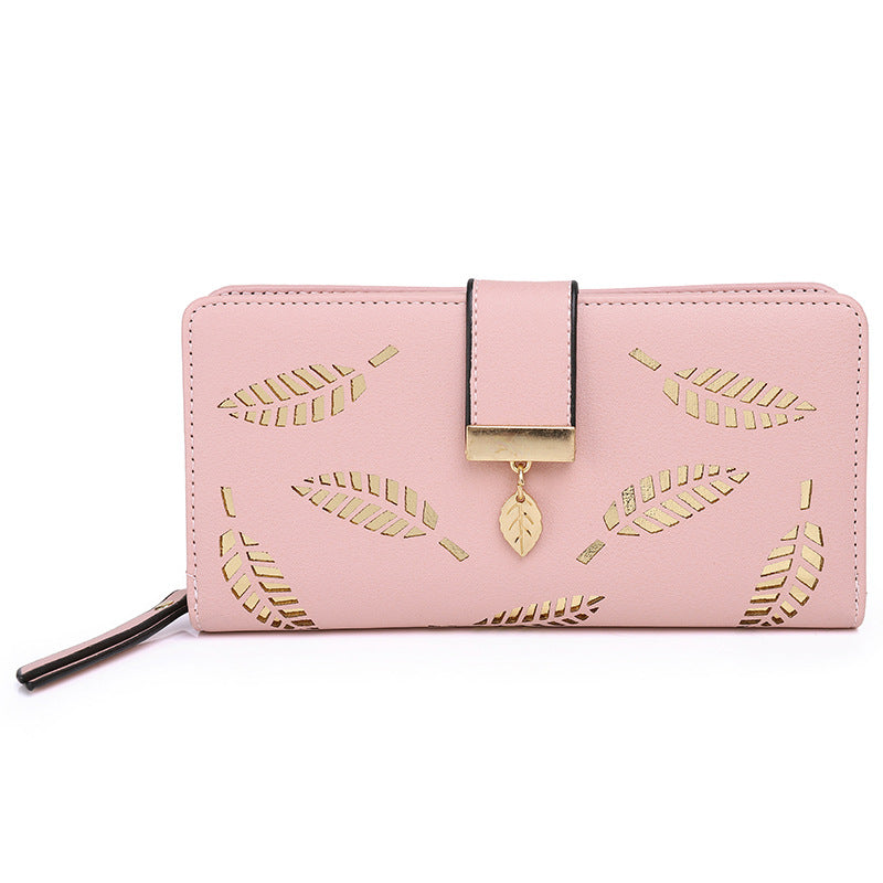 Women's Korean Long Fashion Clutch Leaf Zipper Ladies Wallets