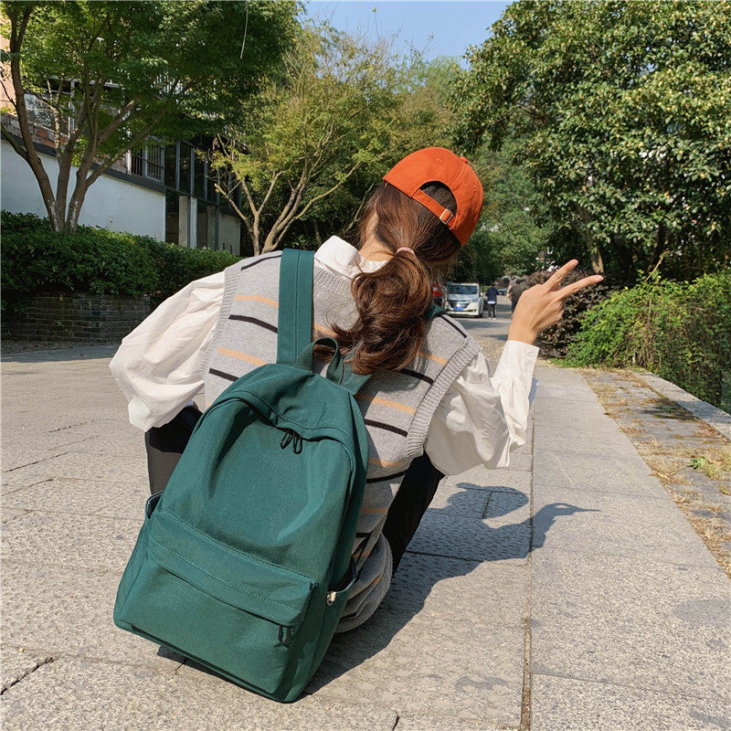 Color Nylon Junior High Female Korean Backpacks