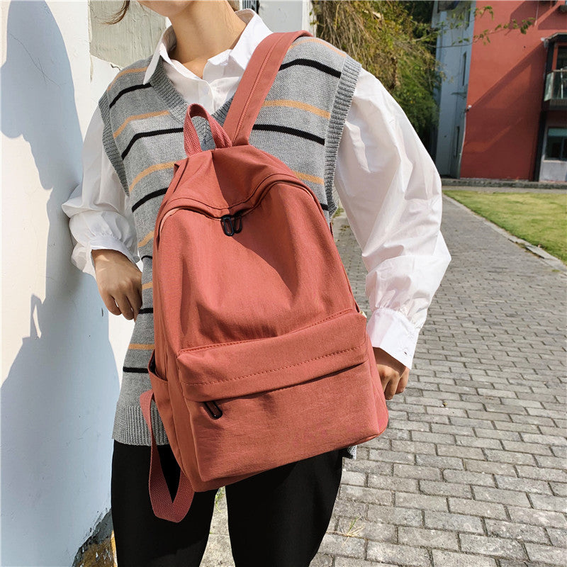 Color Nylon Junior High Female Korean Backpacks