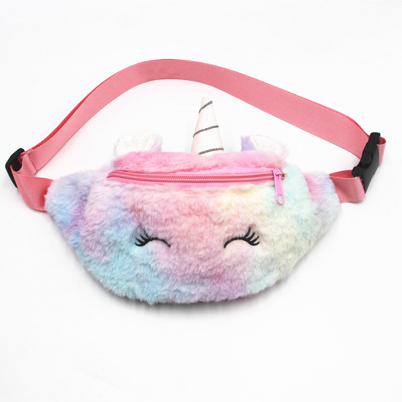 Children's Winter Plush Unicorn Cartoon Cute Waist Packs