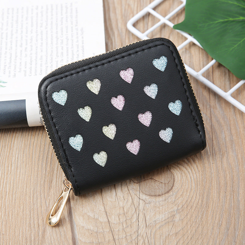 Women's Korean Short Clutch Hollowed Heart Shape Coin Purses