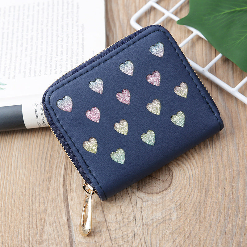 Women's Korean Short Clutch Hollowed Heart Shape Coin Purses