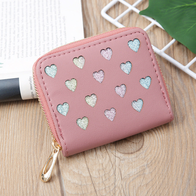 Women's Korean Short Clutch Hollowed Heart Shape Coin Purses