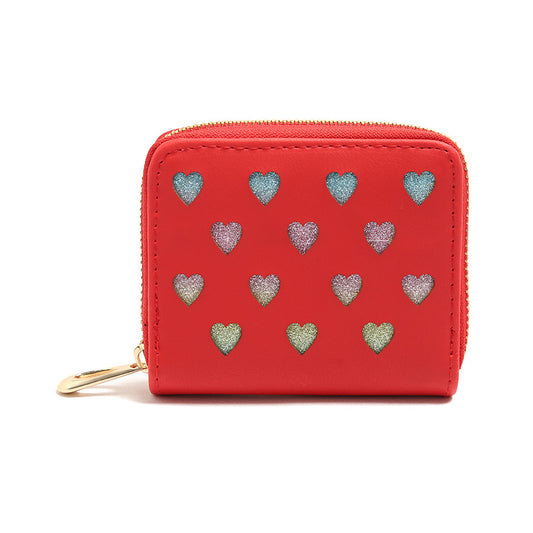 Women's Korean Short Clutch Hollowed Heart Shape Coin Purses