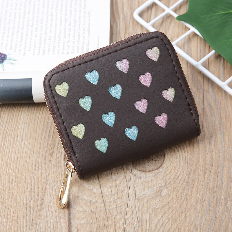 Women's Korean Short Clutch Hollowed Heart Shape Coin Purses