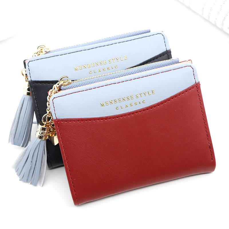 Women's Short Zip Korean Style Simple Dark Ladies Wallets