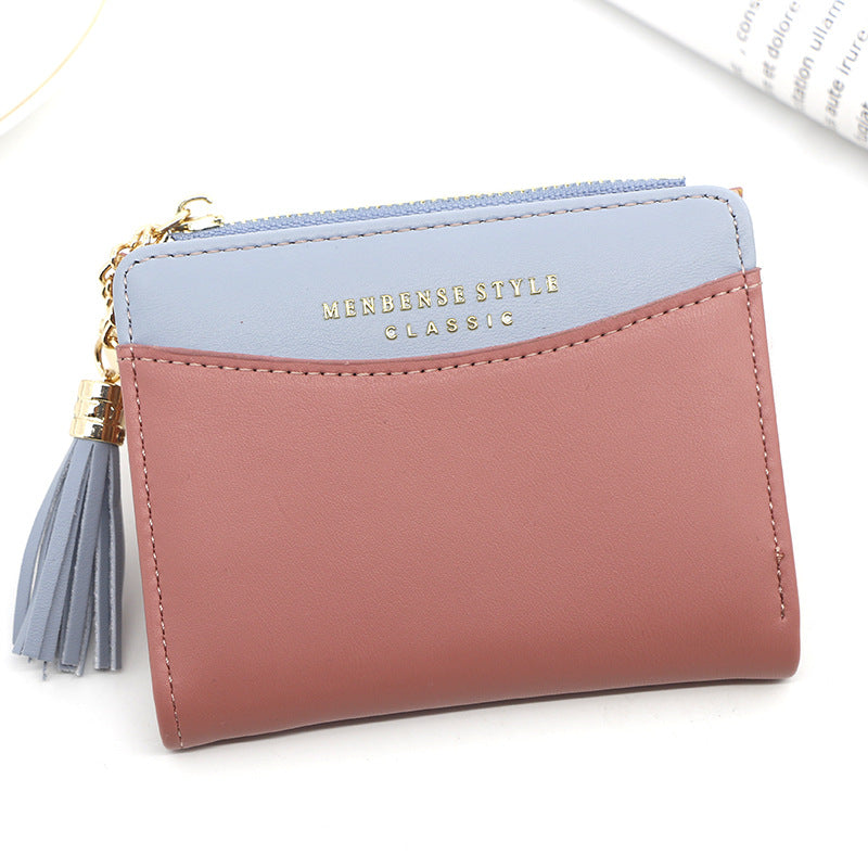 Women's Short Zip Korean Style Simple Dark Ladies Wallets