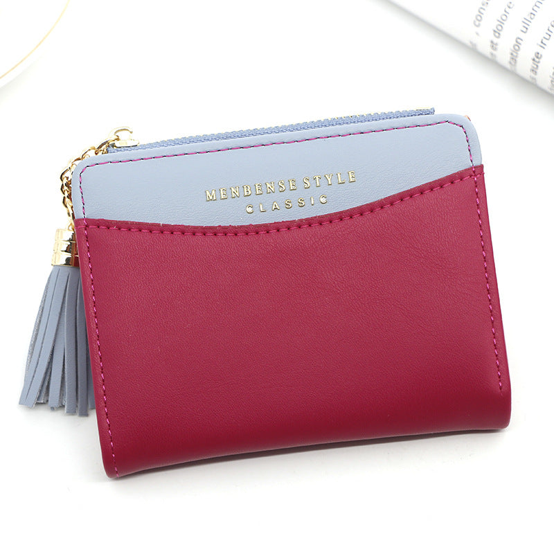 Women's Short Zip Korean Style Simple Dark Ladies Wallets