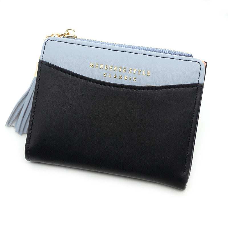 Women's Short Zip Korean Style Simple Dark Ladies Wallets