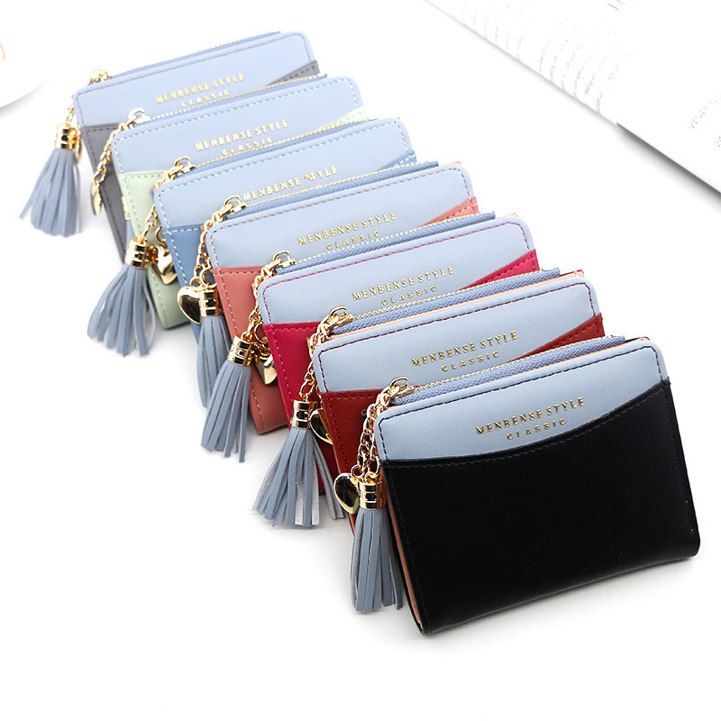 Women's Short Zip Korean Style Simple Dark Ladies Wallets