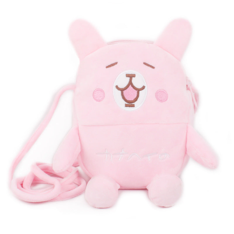 Porte-monnaie Mobile en peluche Oblique pour enfants, petite corde, mignon