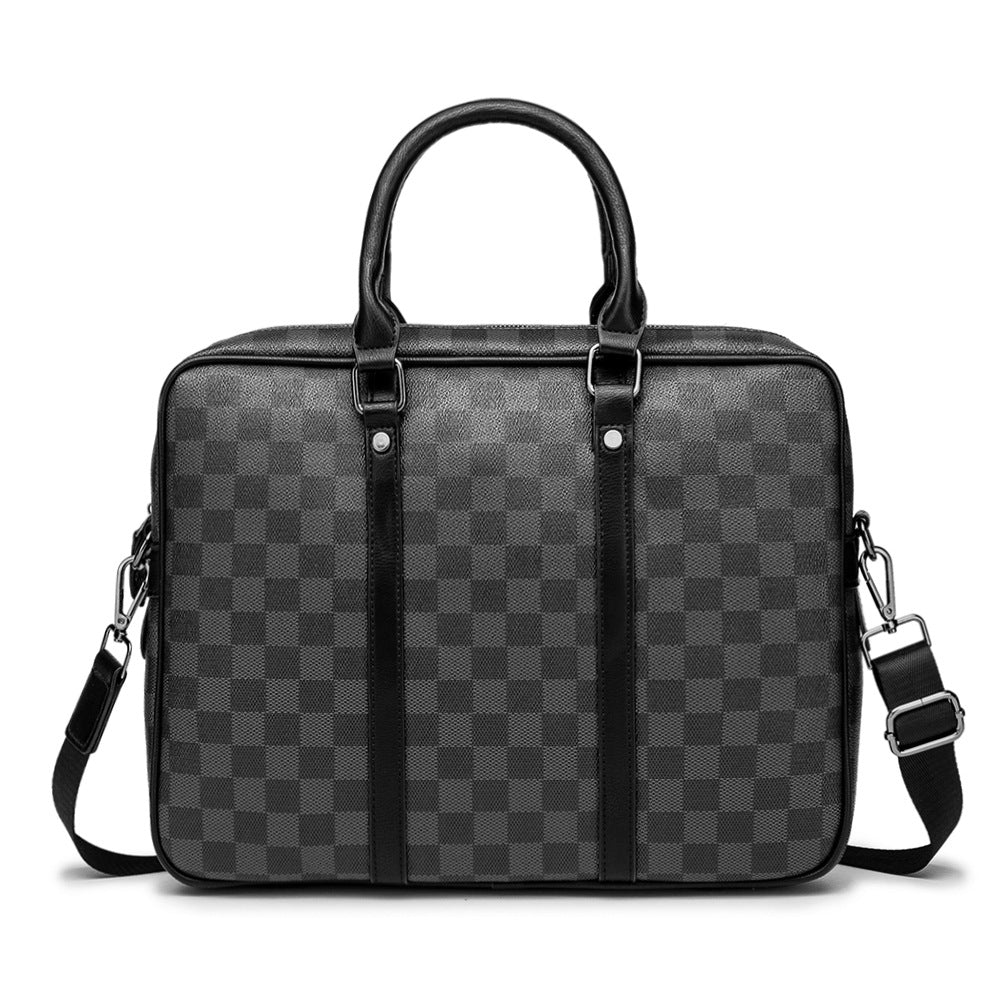 Men's Trendy Business Presbyopic Black Plaid Horizontal Travel Bags