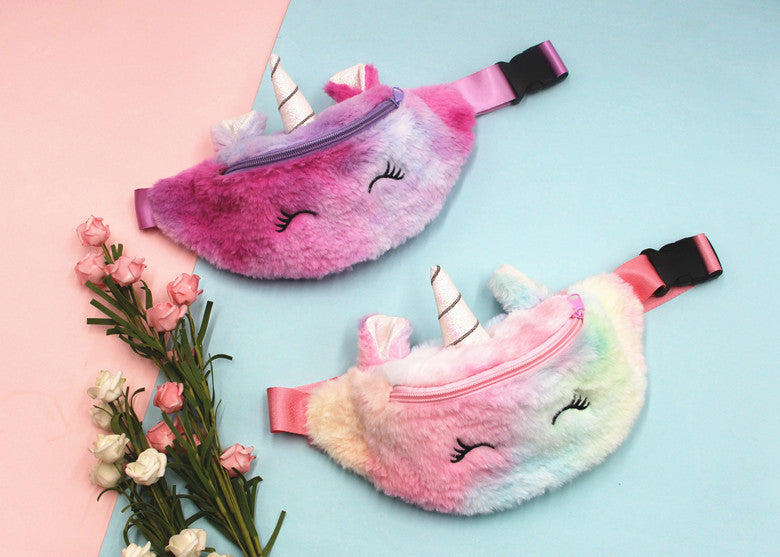 Sacs de taille mignons de dessin animé de licorne en peluche d'hiver pour enfants