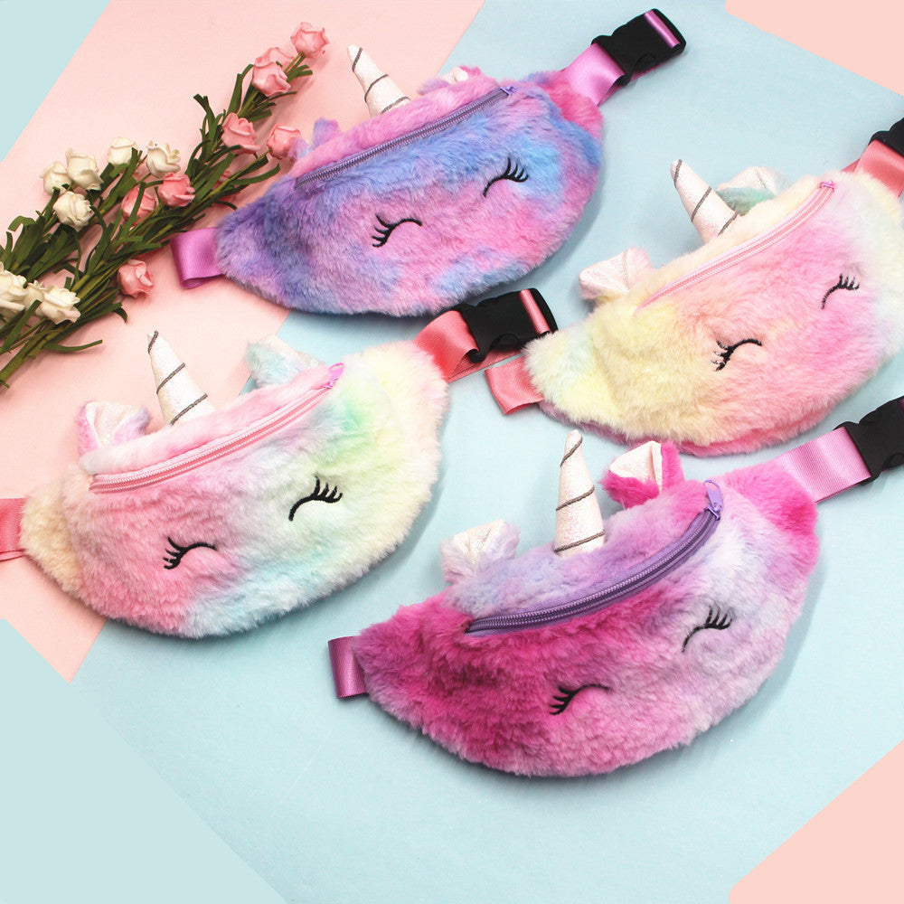 Sacs de taille mignons de dessin animé de licorne en peluche d'hiver pour enfants