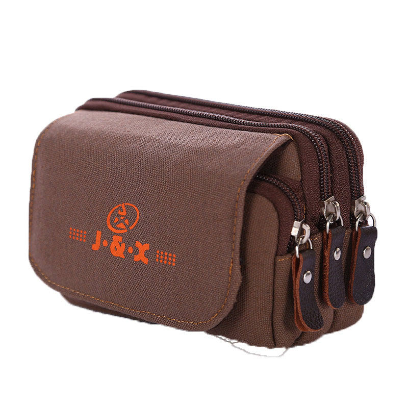 Men's Construction Site Canvas Mobile Cell Wearproof Men's Waist Packs