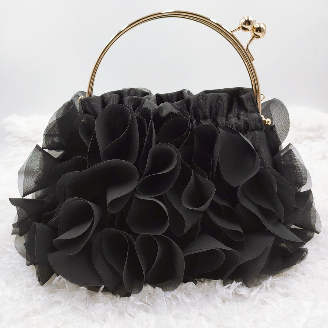 Women's Korean Satin Flower Clutch Dinner Bride Evening Bags