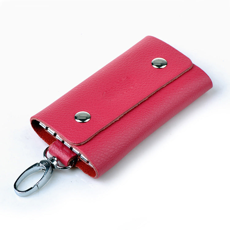 Candy Color Cowhide Genuine Leather Unisex Key Bags