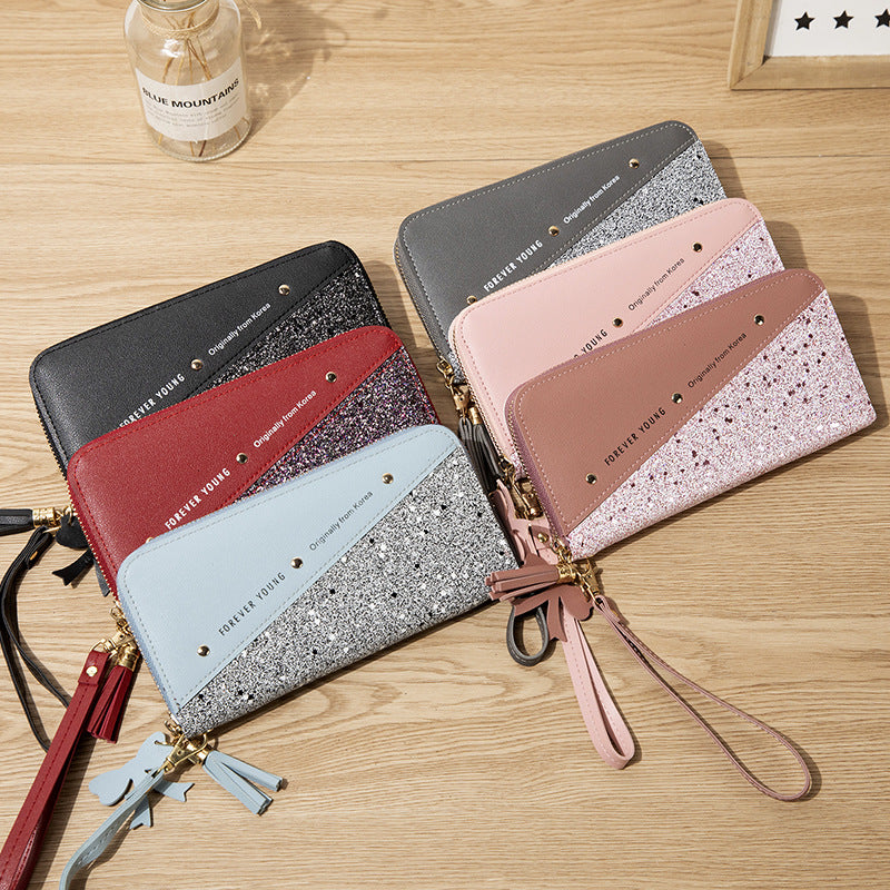 Women's Korean Style Stitching Contrast Color Tassel Bags