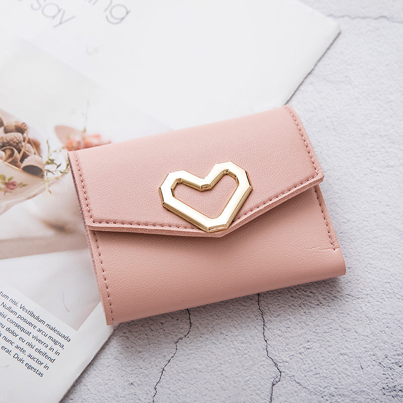 Women's Short Korean Heart-shaped Small Simple Square Purses