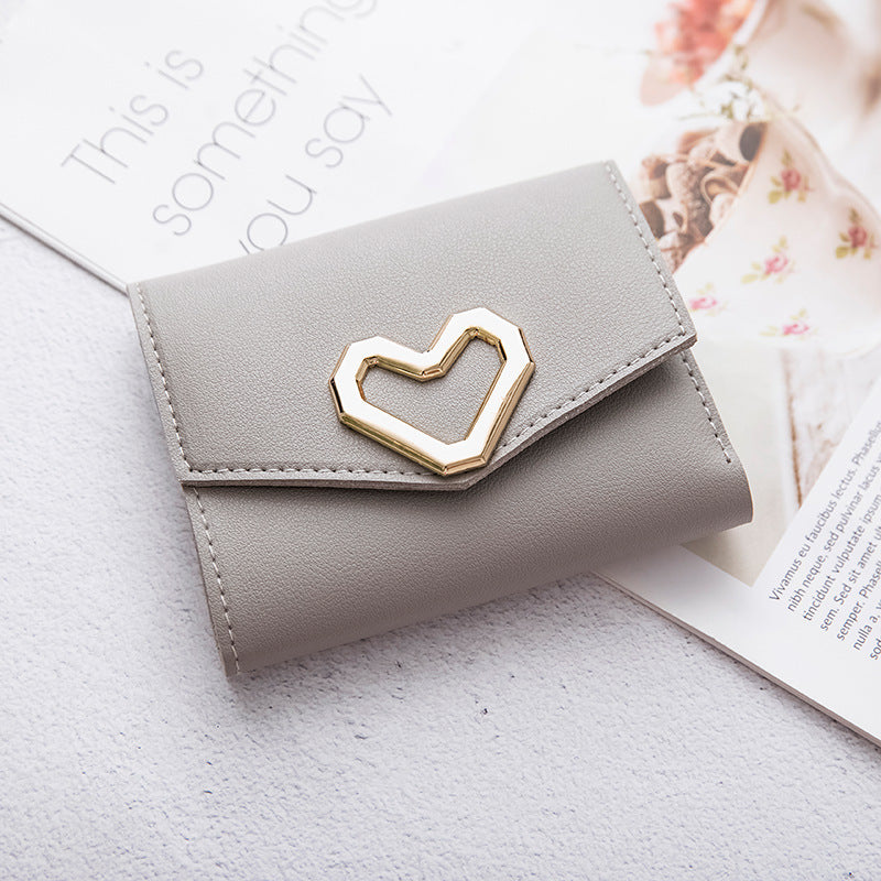 Women's Short Korean Heart-shaped Small Simple Square Purses