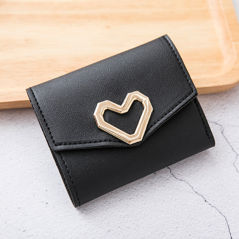 Women's Short Korean Heart-shaped Small Simple Square Purses