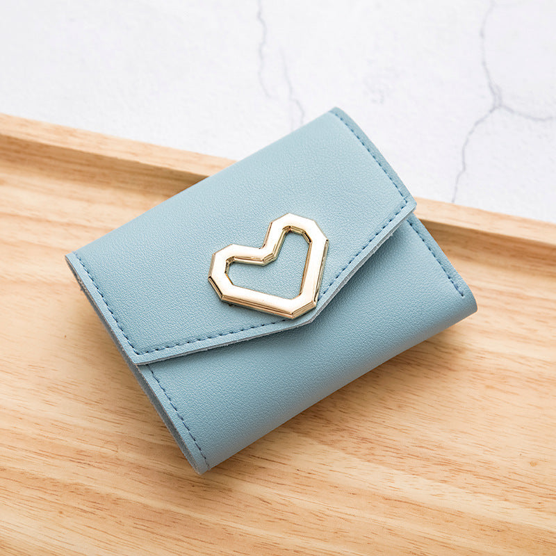 Women's Short Korean Heart-shaped Small Simple Square Purses