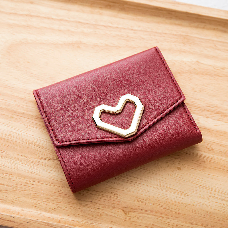 Women's Short Korean Heart-shaped Small Simple Square Purses