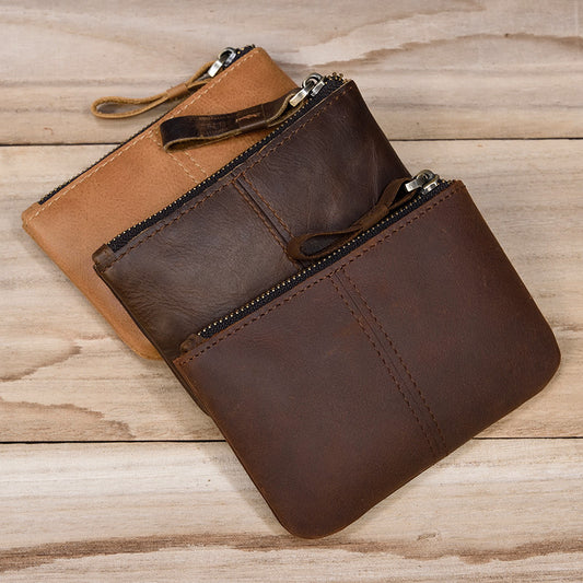 Men's Horse Leather Simple Compact First Layer Coin Purses