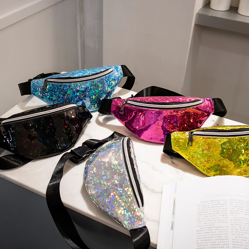 Women's & Men's Simple Personality Sequin Glass Broken Trendy Waist Packs