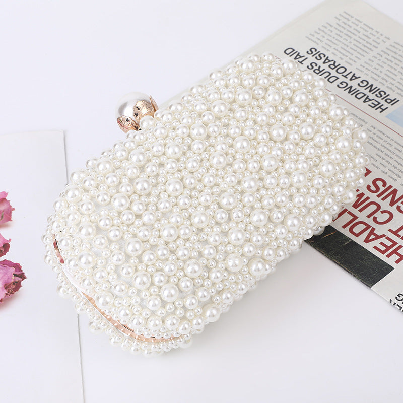 Women's Pearl Dinner Soft Surface Small Square Evening Bags