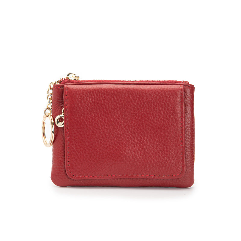 Women's Layer Cowhide Short Mini Zipper Genuine Coin Purses