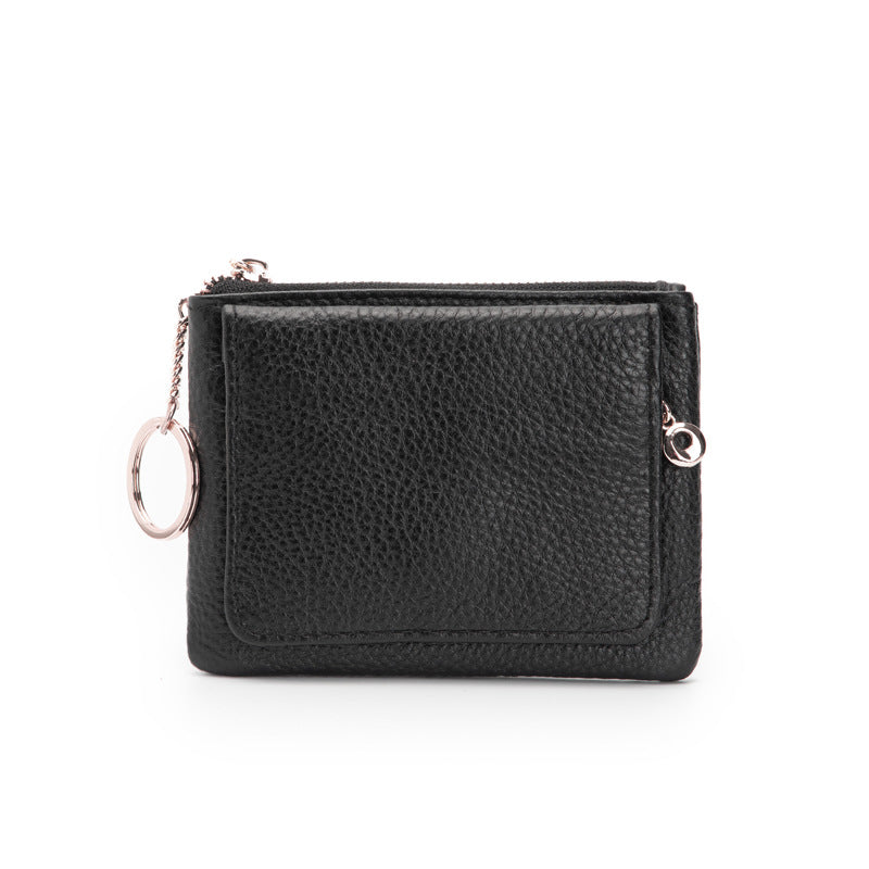 Women's Layer Cowhide Short Mini Zipper Genuine Coin Purses