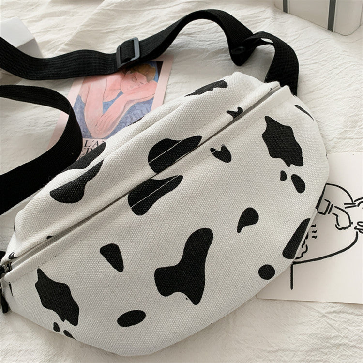 Cow Small Female Fashion Korean Canvas Waist Packs