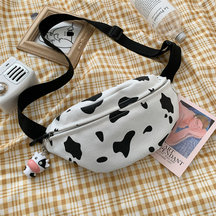 Cow Small Female Fashion Korean Canvas Waist Packs