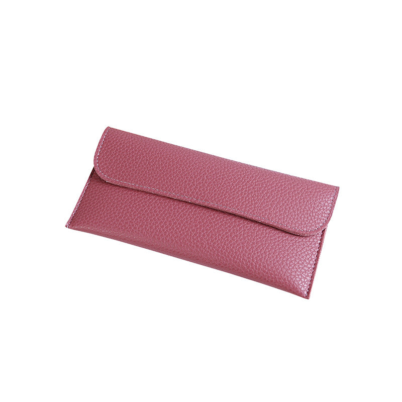 Women's Long Large Capacity Solid Color Lychee Ladies Wallets