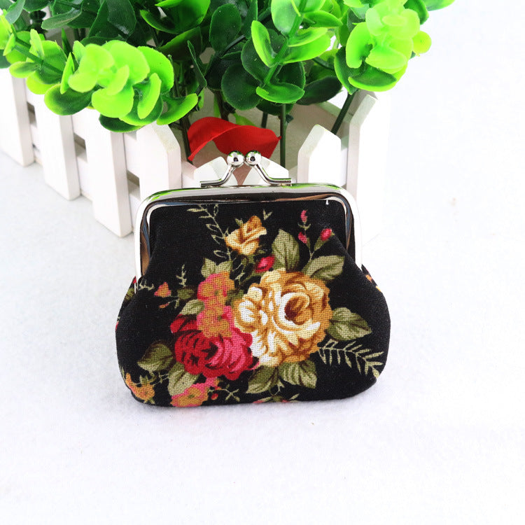 Women's Canvas Rose Mini Fabric Cute Purses