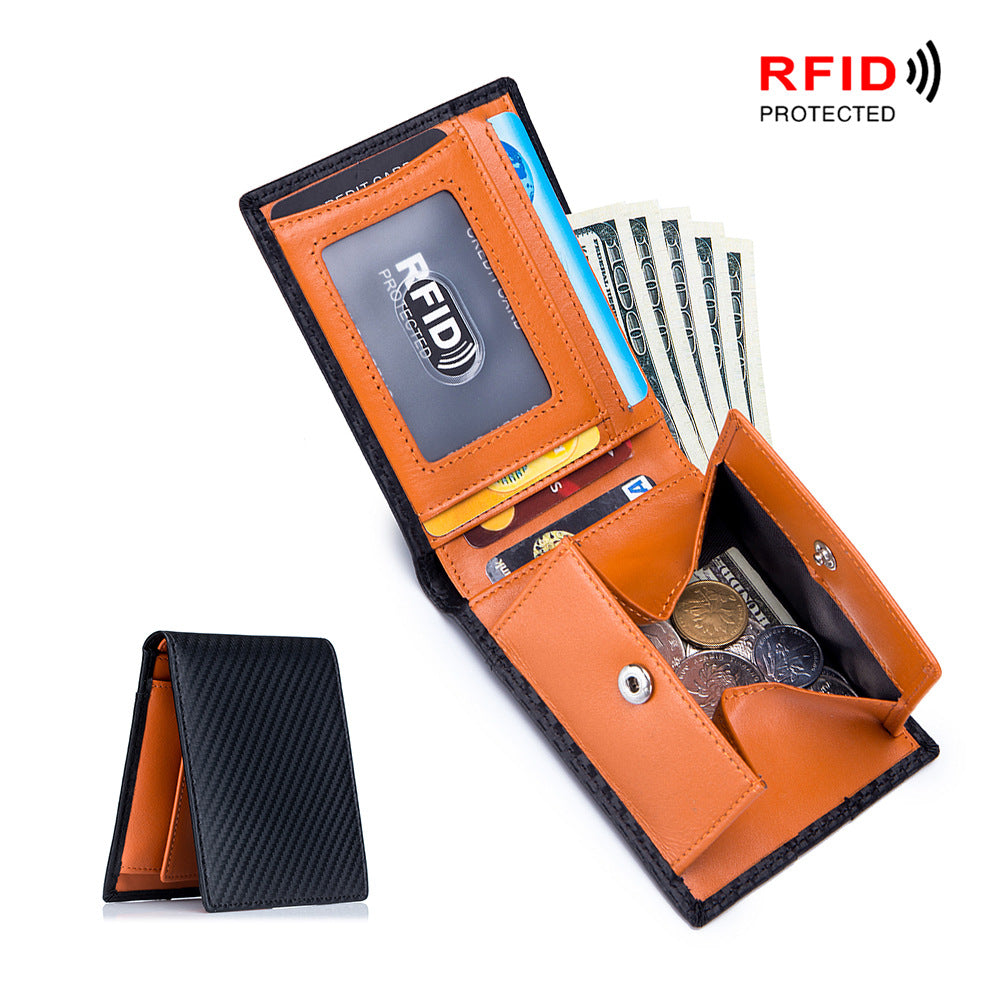 Leather For Man Carbon Fiber Multifunctional Men's Wallets